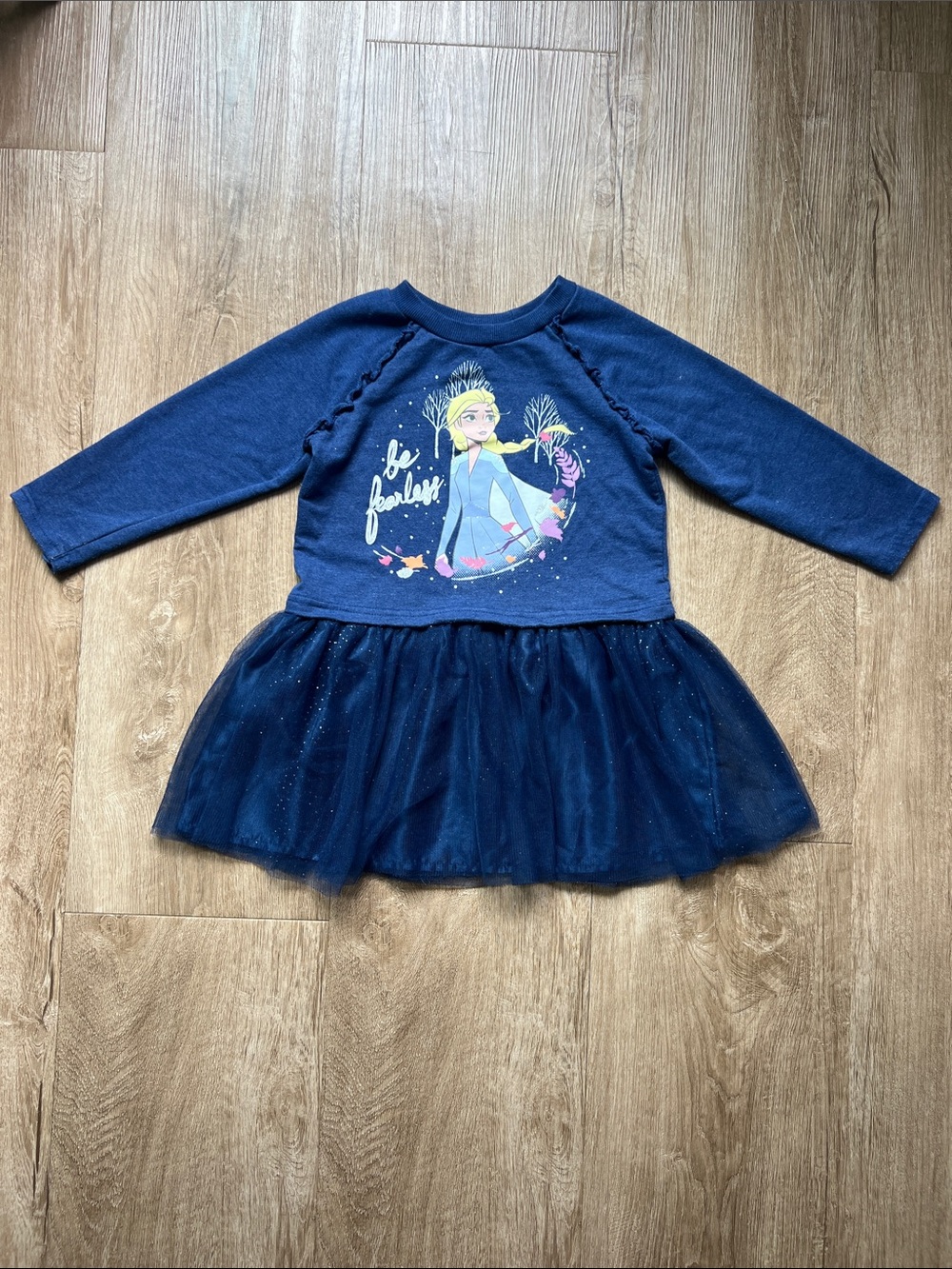 Disney Frozen Toddler Girls Navy Blue Elsa Sweater Dress Size 4T